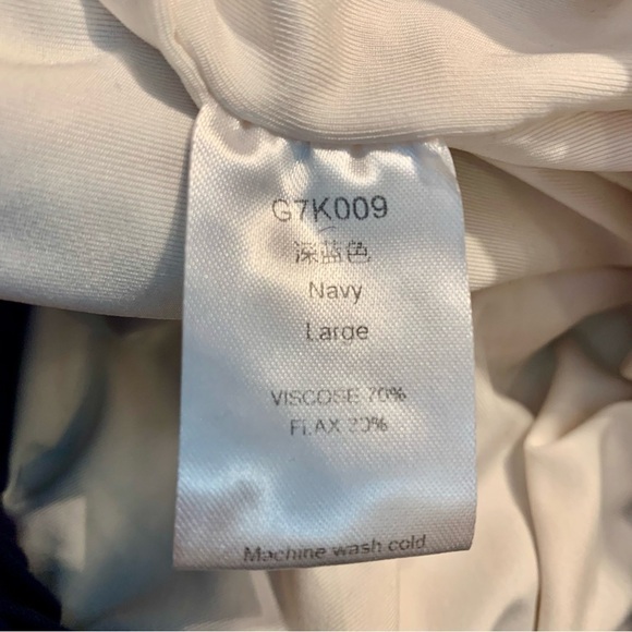 NEW Shorts Large Navy Blue Boho Flowy Elastic Waist Biker Shorts Drawstrings - Picture 8 of 11